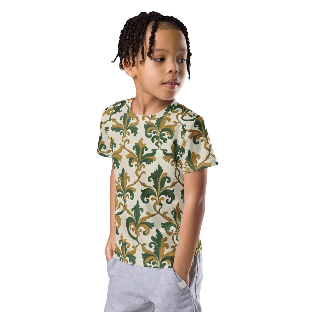 Olive Rocaille on Kids Crew Neck T-Shirt — Left Front