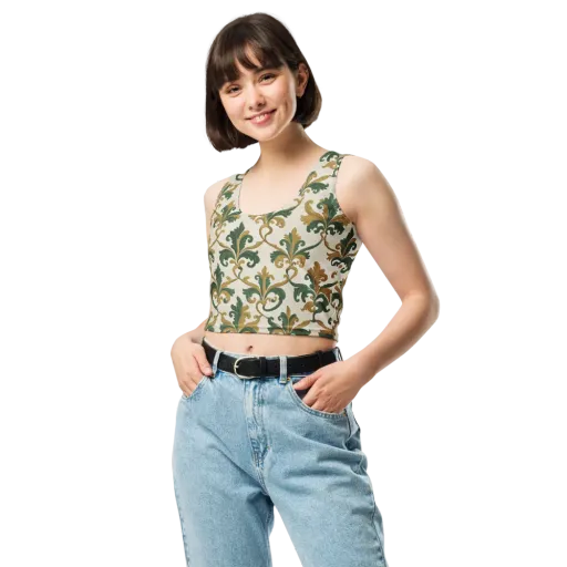 Olive Rocaille on a Crop Top