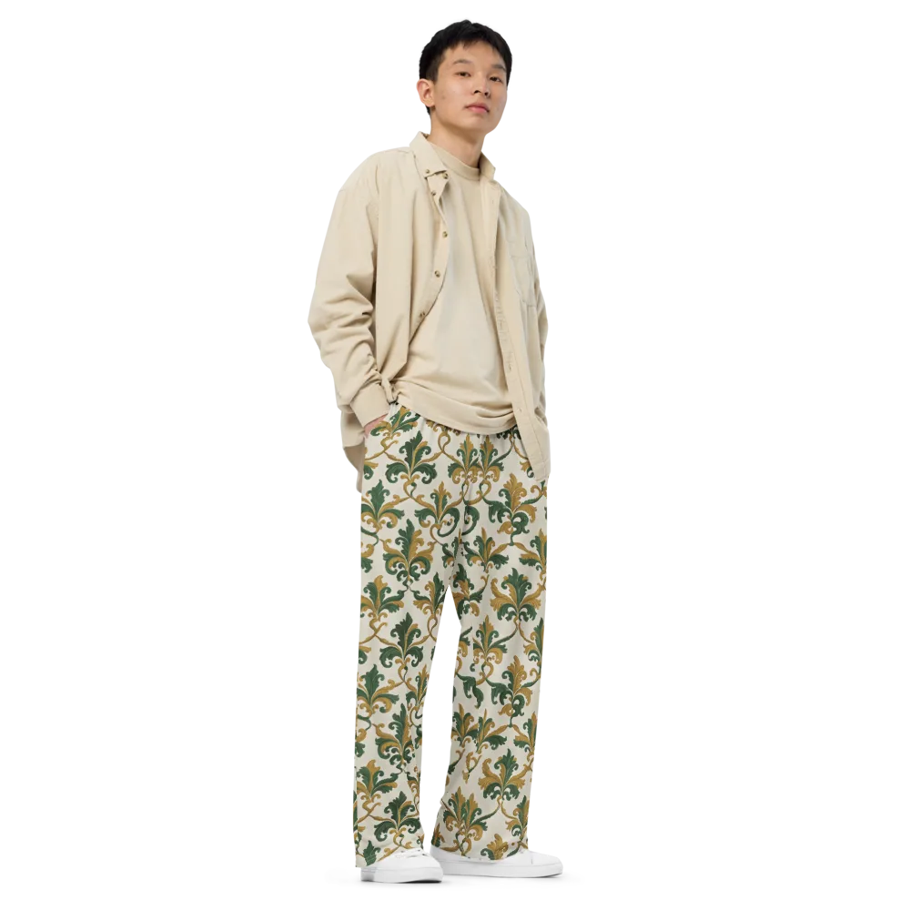 Olive Rocaille on Wide-Leg Pants — Right Front