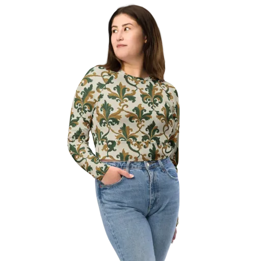 Olive Rocaille on a Long Sleeve Crop Top