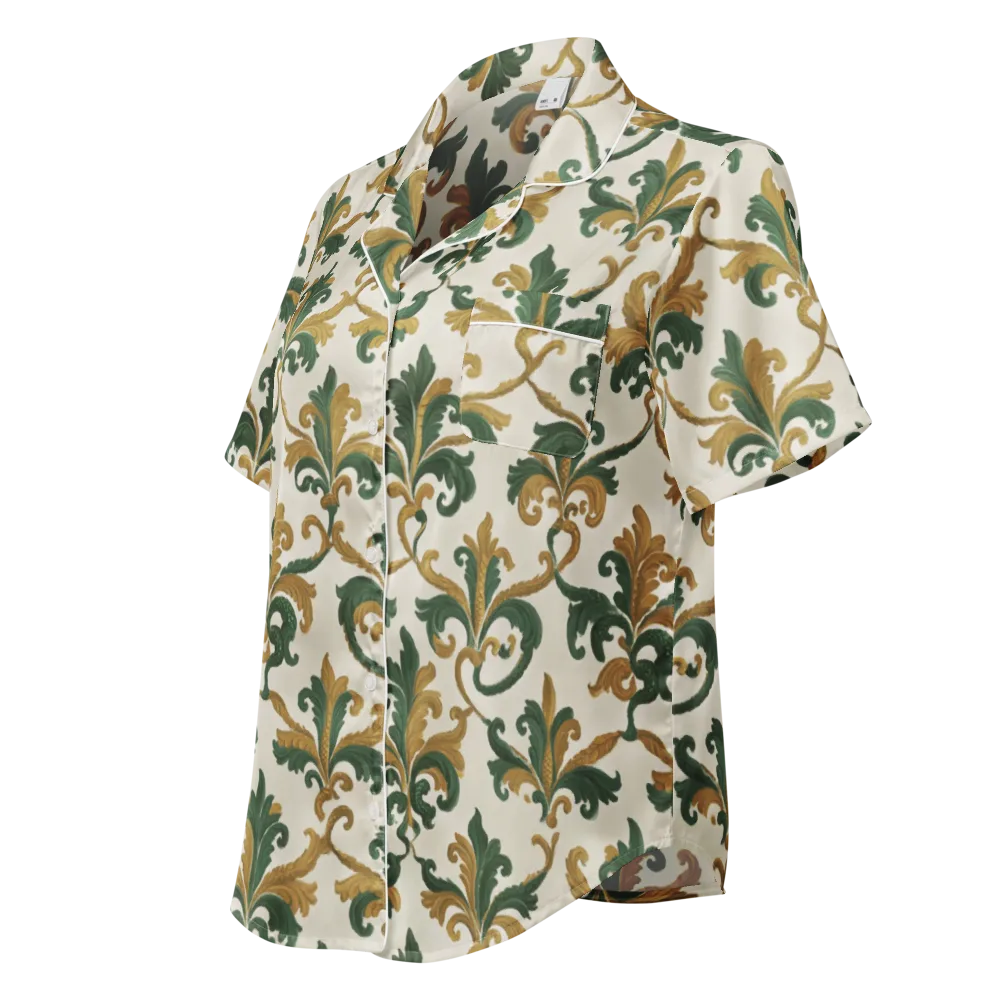 Olive Rocaille on Women's Short Sleeve Pajama Top — Left Front