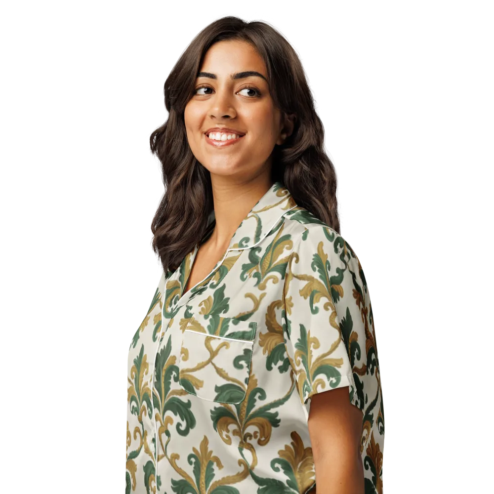 Olive Rocaille on Women's Short Sleeve Pajama Top — Left Front