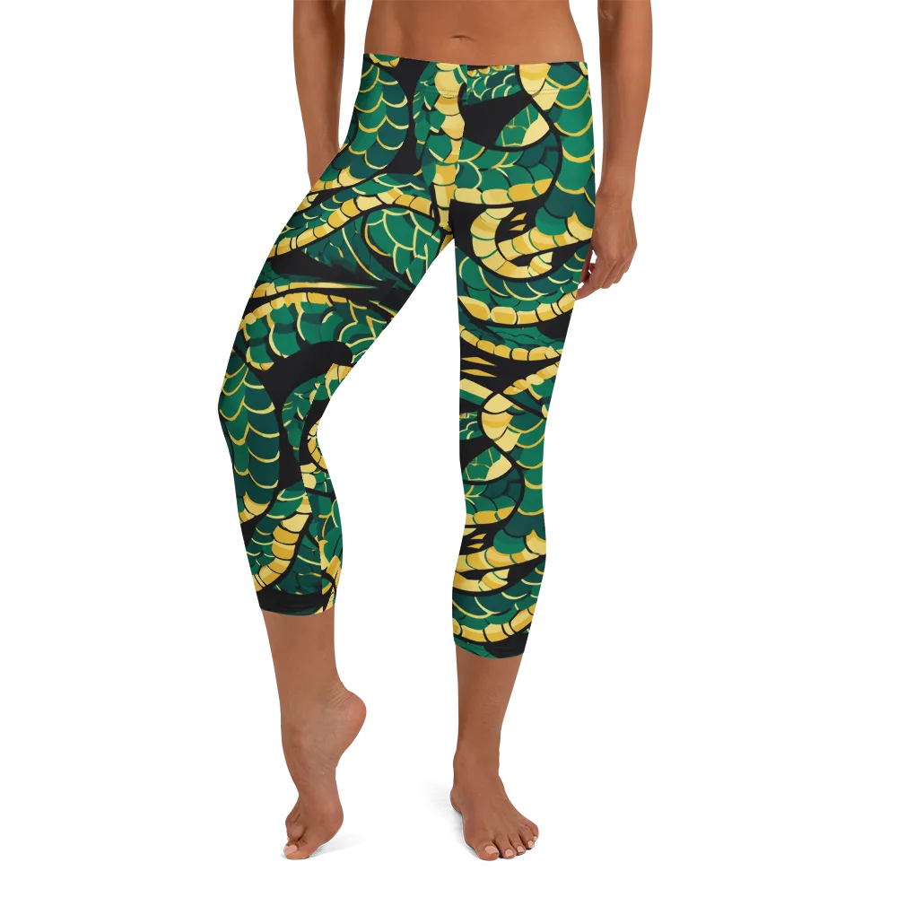 Jungle Ouroboros on Capri Leggings — Front