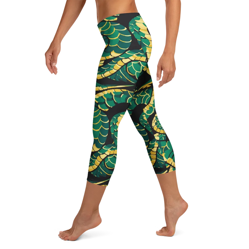 Jungle Ouroboros on Capri Leggings — Left