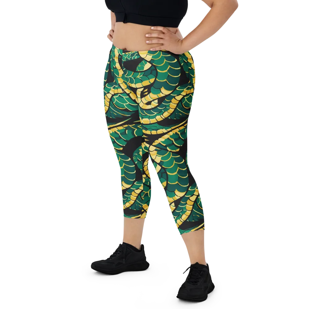 Jungle Ouroboros on Capri Leggings — Front