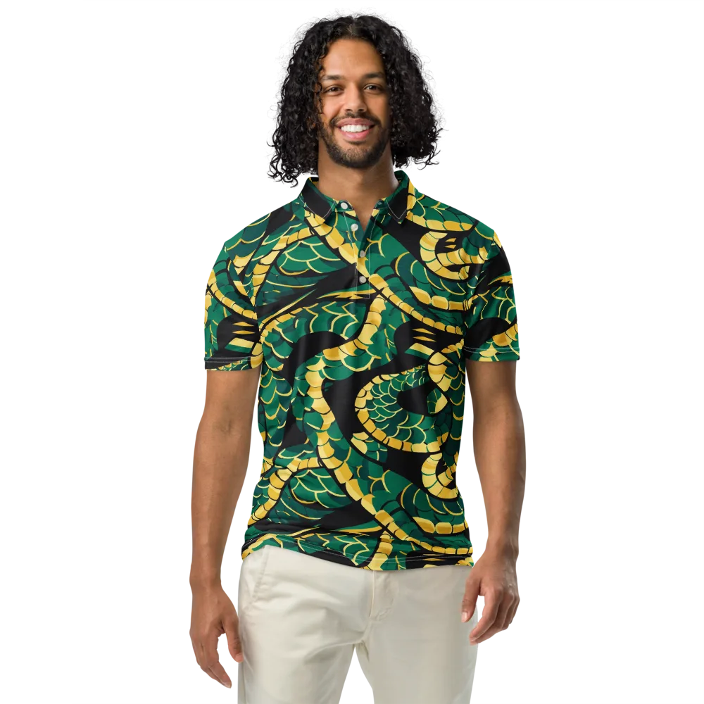Jungle Ouroboros on Men's Slim Fit Polo Shirt — Front