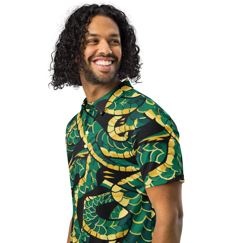 Jungle Ouroboros on Men's Slim Fit Polo Shirt — Left Front