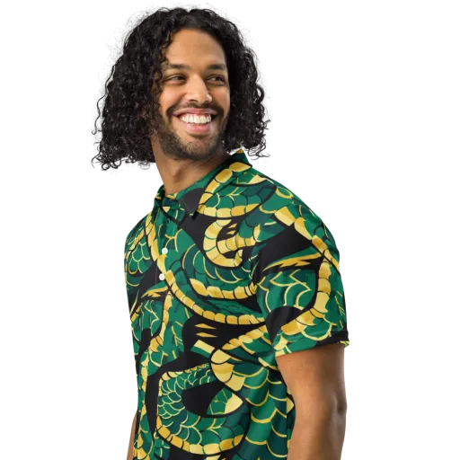 Jungle Ouroboros on a Men's Slim Fit Polo Shirt