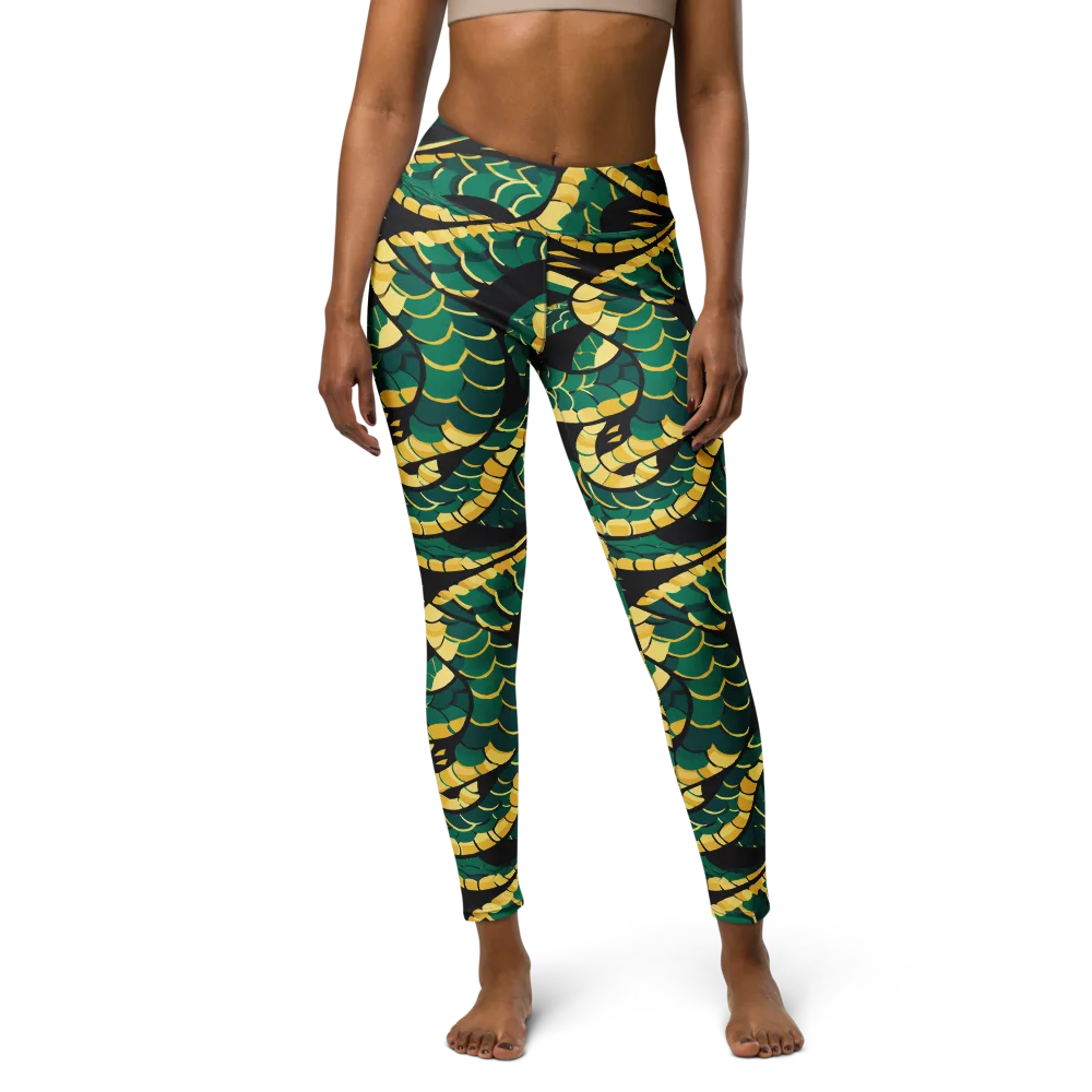 Jungle Ouroboros on Yoga Leggings — Front