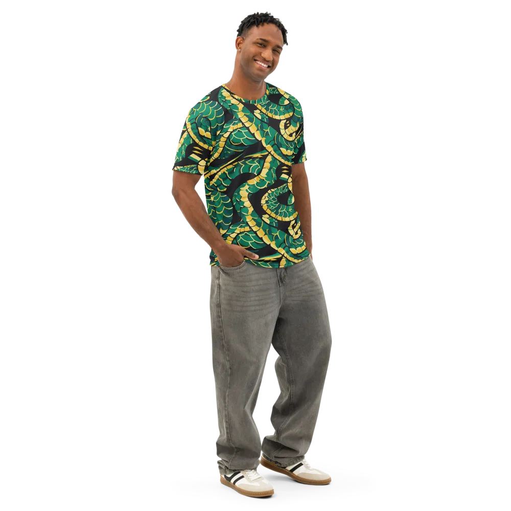 Jungle Ouroboros on Men's Cotton Crew Neck T-Shirt — Right Front