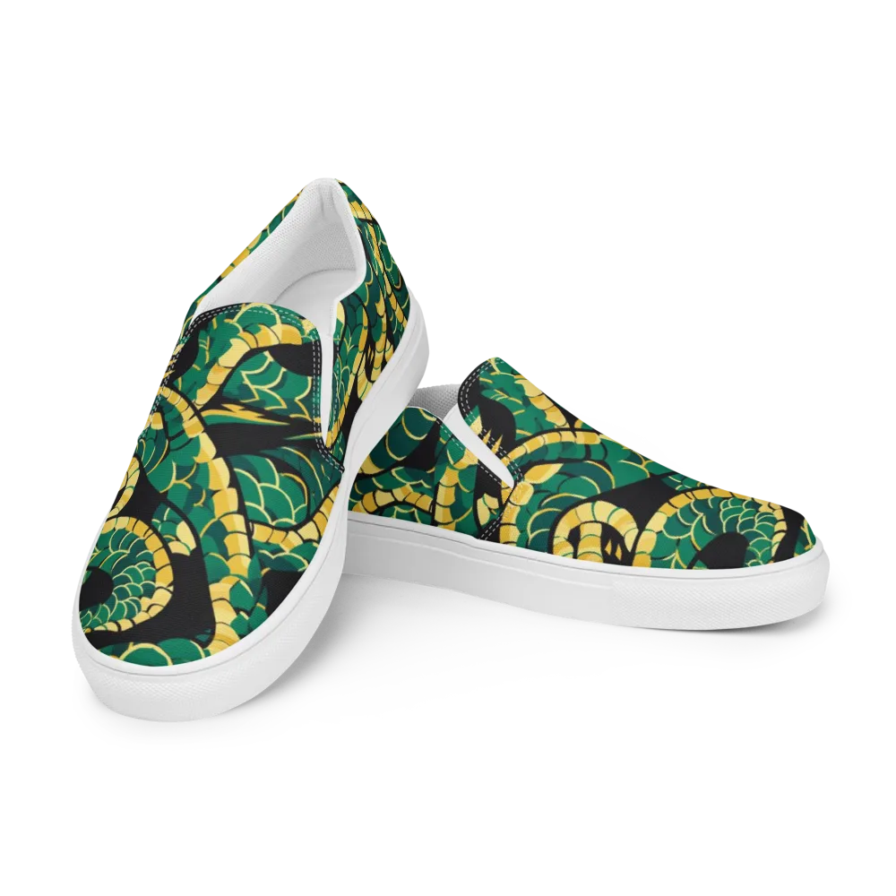 Jungle Ouroboros on Men's Slip-On Canvas Shoes — Left Front