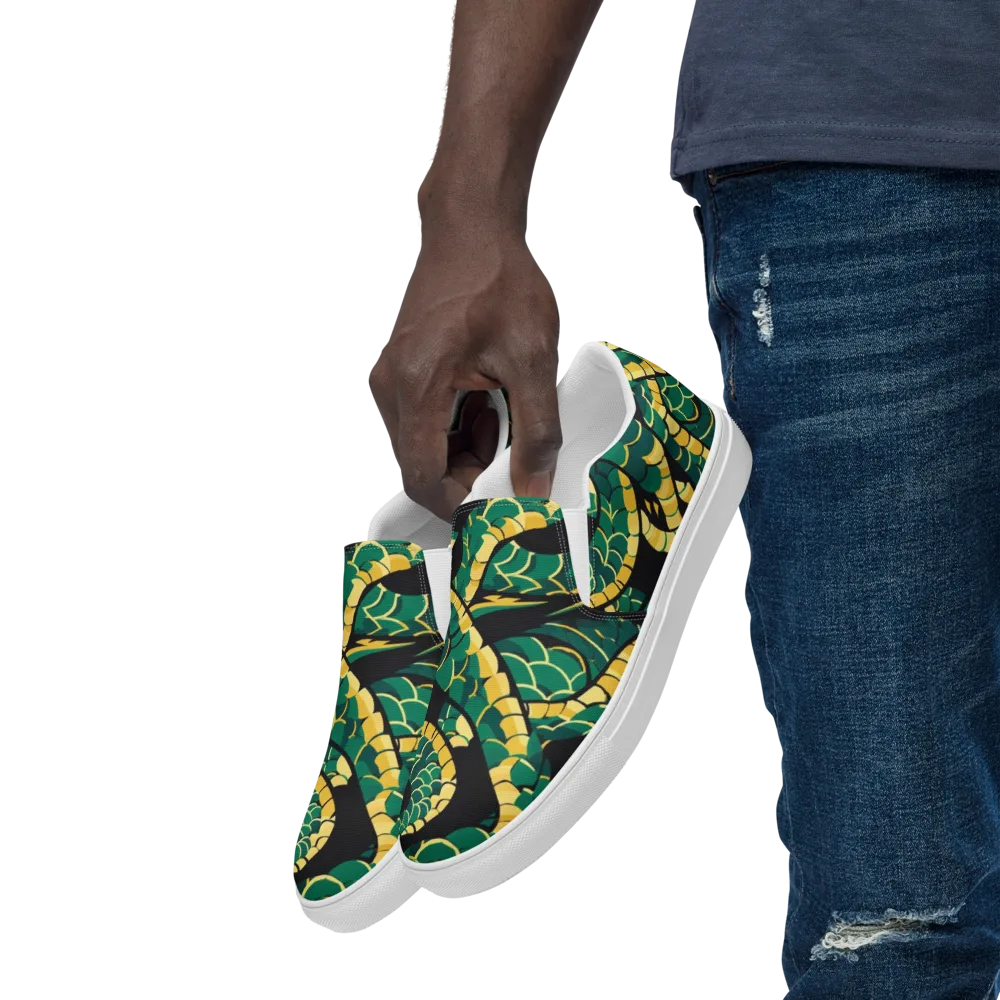 Jungle Ouroboros on Men's Slip-On Canvas Shoes — Left Front