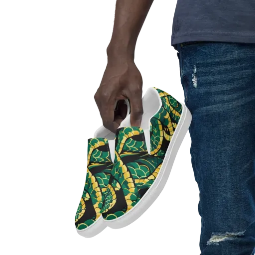 Jungle Ouroboros on a Men's Slip-On Canvas Shoes