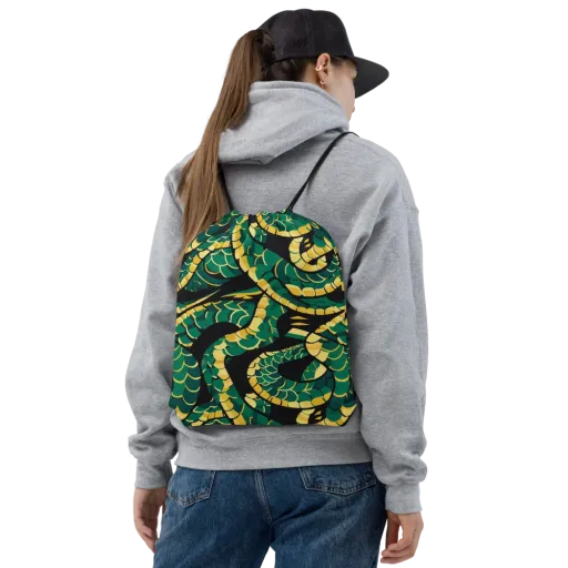 Jungle Ouroboros on a Drawstring Bag