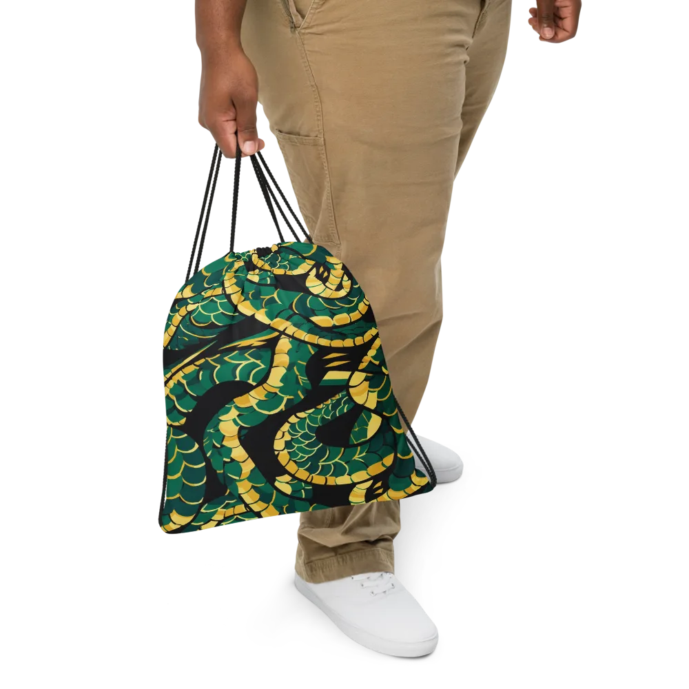 Jungle Ouroboros on Drawstring Bag — Front