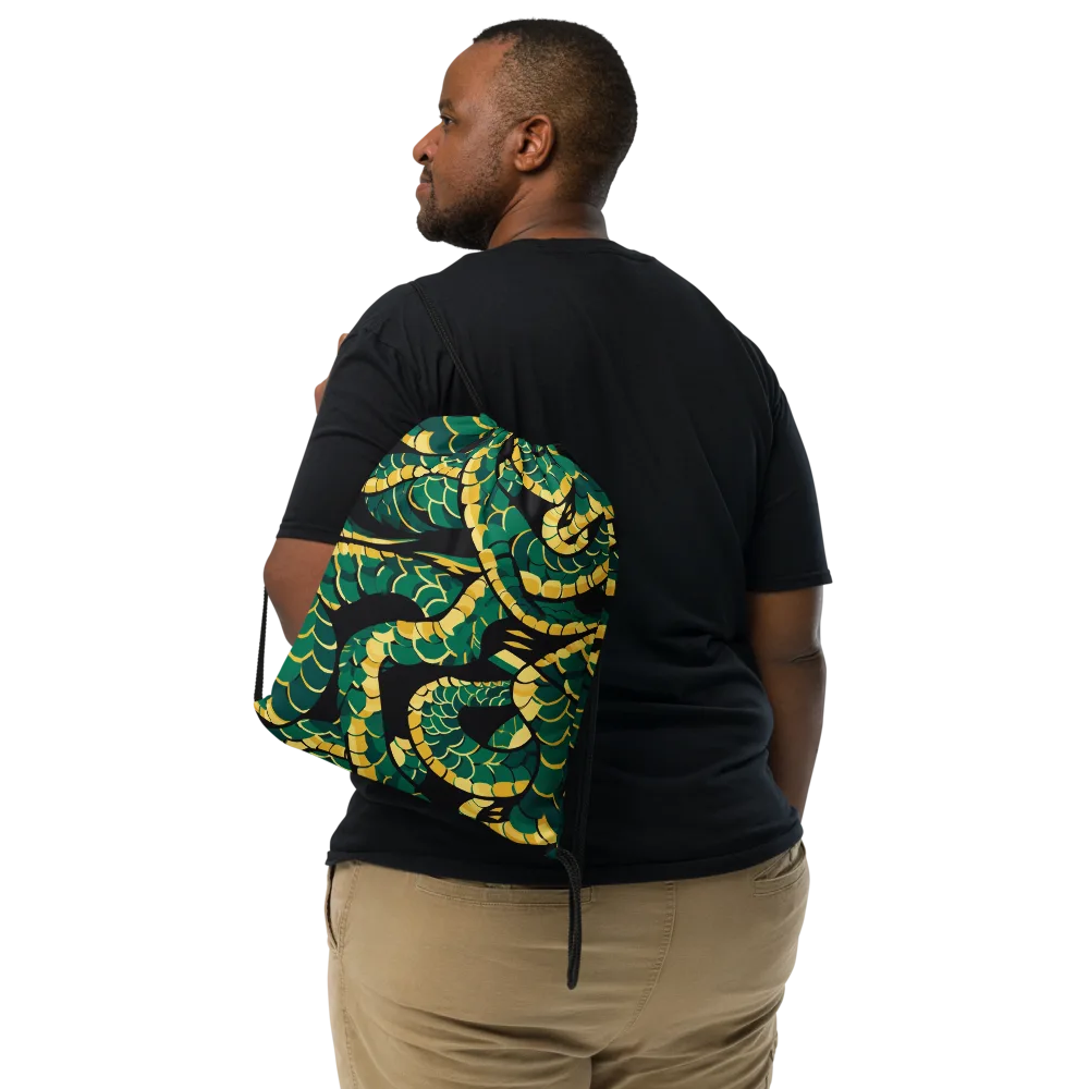 Jungle Ouroboros on Drawstring Bag — Front