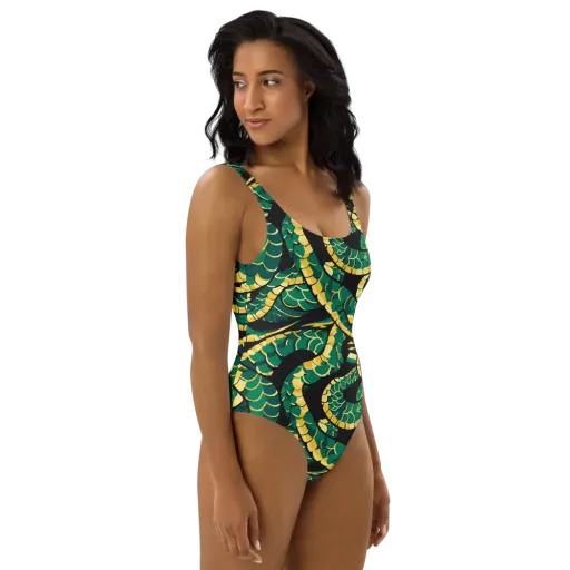 Jungle Ouroboros on a One-Piece Swimsuit