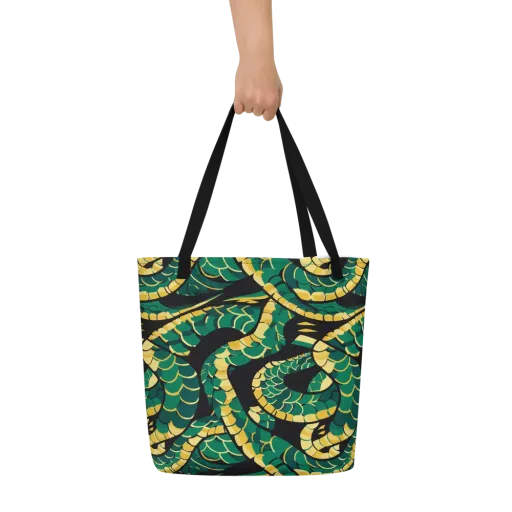 Jungle Ouroboros on a Large Tote Bag W/ Pocket