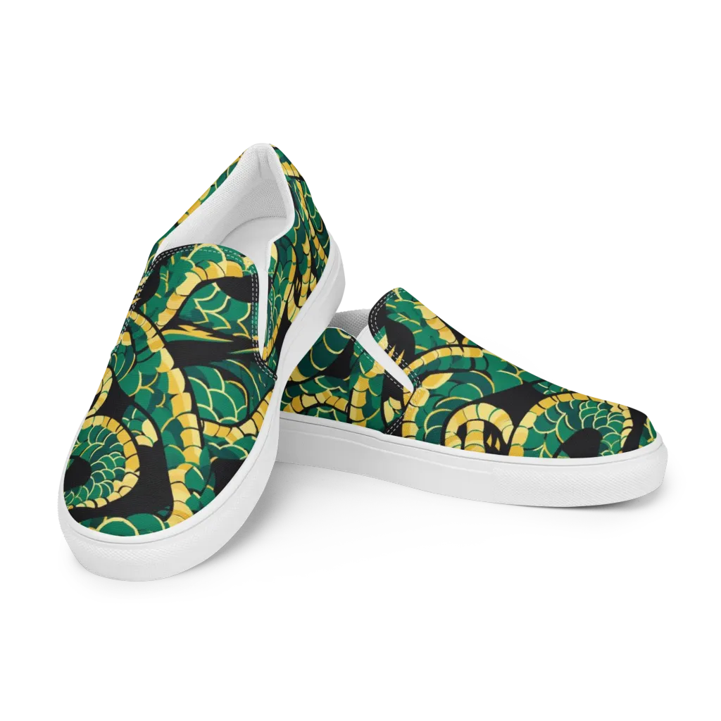 Jungle Ouroboros on Women's Slip-On Canvas Shoes — Left Front