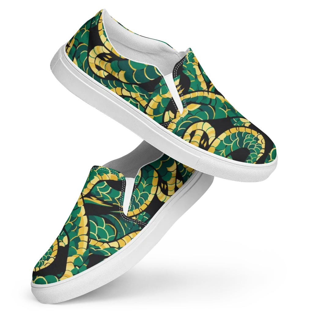 Jungle Ouroboros on Women's Slip-On Canvas Shoes — Front