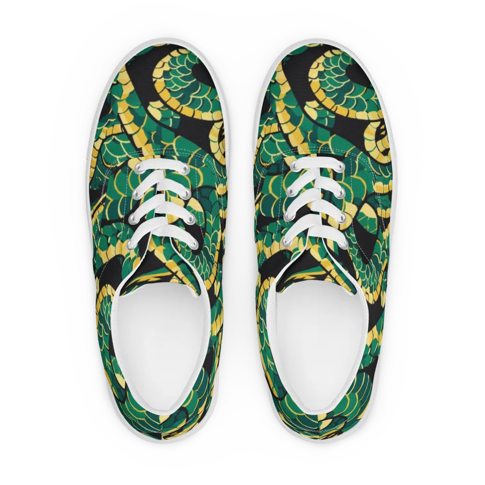 Jungle Ouroboros on Men's Lace-Up Canvas Shoes — Front