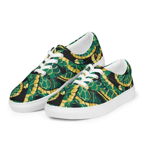 Jungle Ouroboros on a Men's Lace-Up Canvas Shoes
