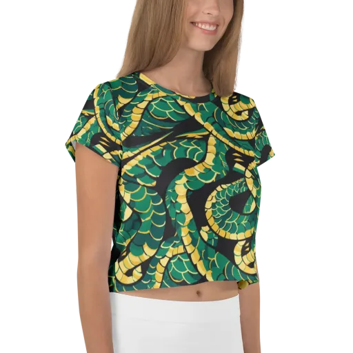 Jungle Ouroboros on a Crop Tee