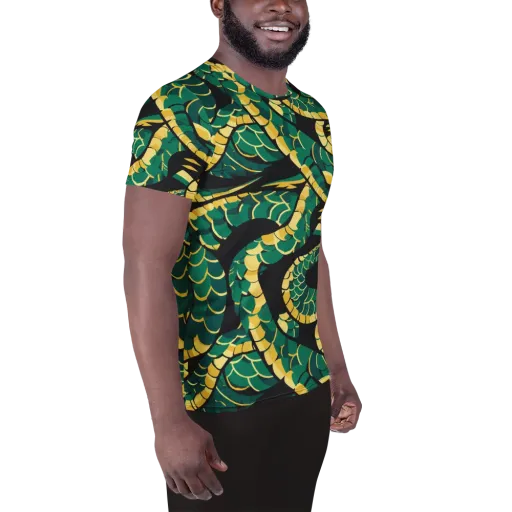 Jungle Ouroboros on a Men's Athletic T-Shirt