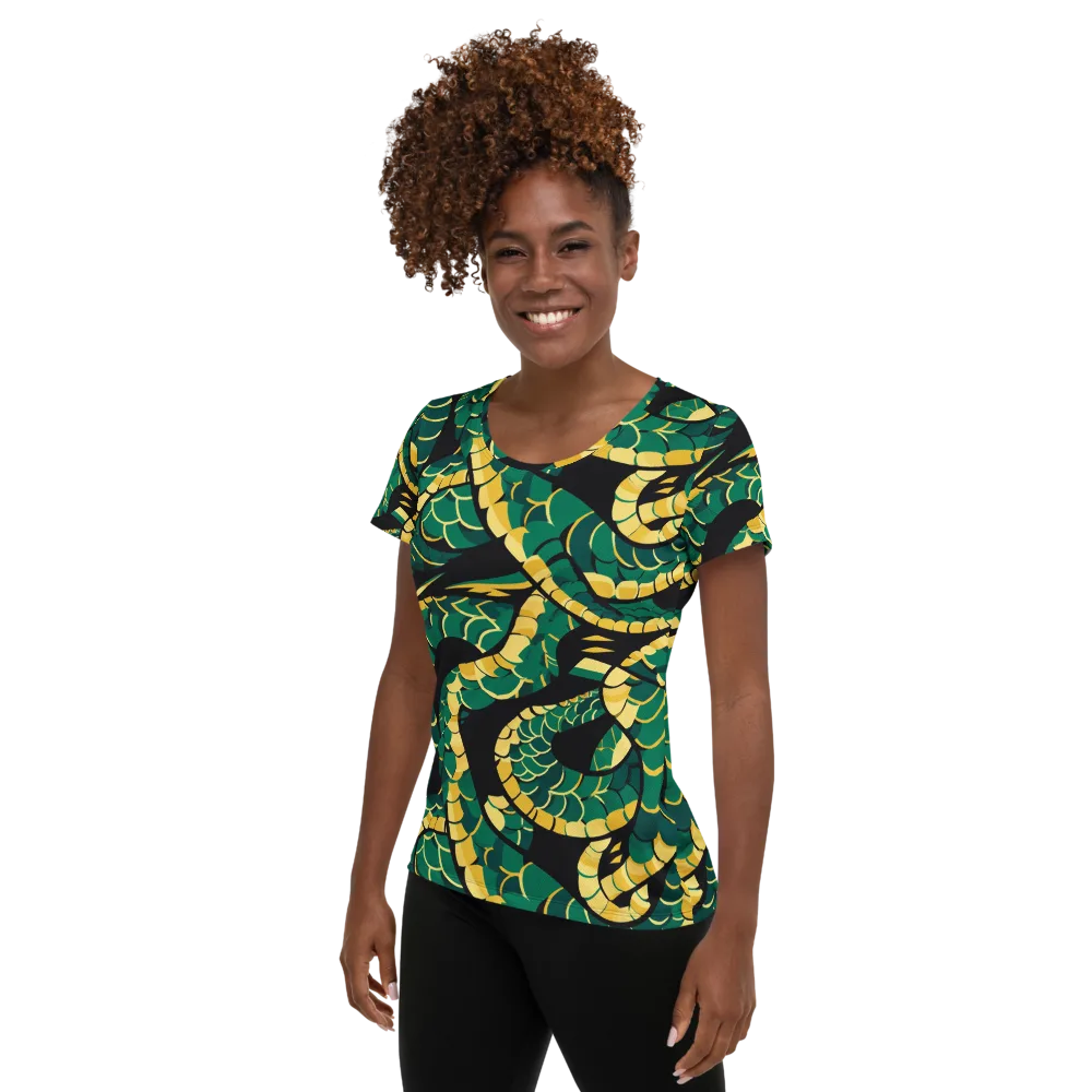 Jungle Ouroboros on Women's Athletic T-Shirt — Left