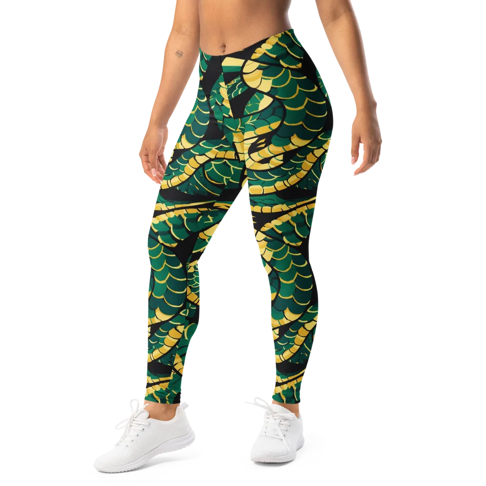 Jungle Ouroboros on Leggings — Left Front