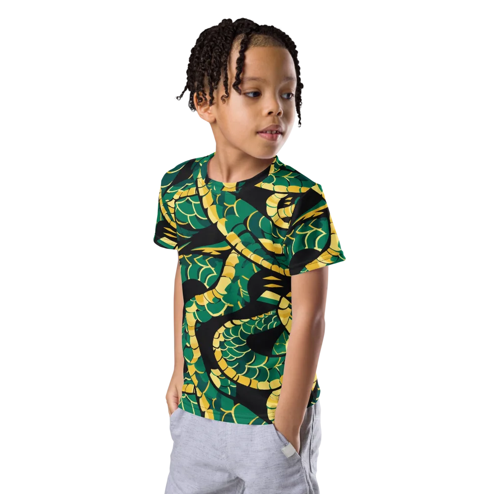 Jungle Ouroboros on Kids Crew Neck T-Shirt — Left Front