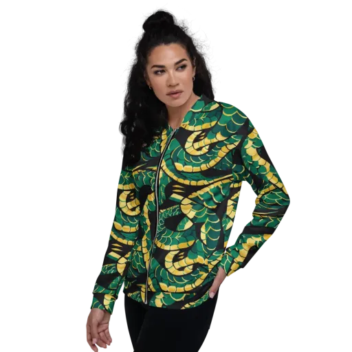 Jungle Ouroboros on a Bomber Jacket