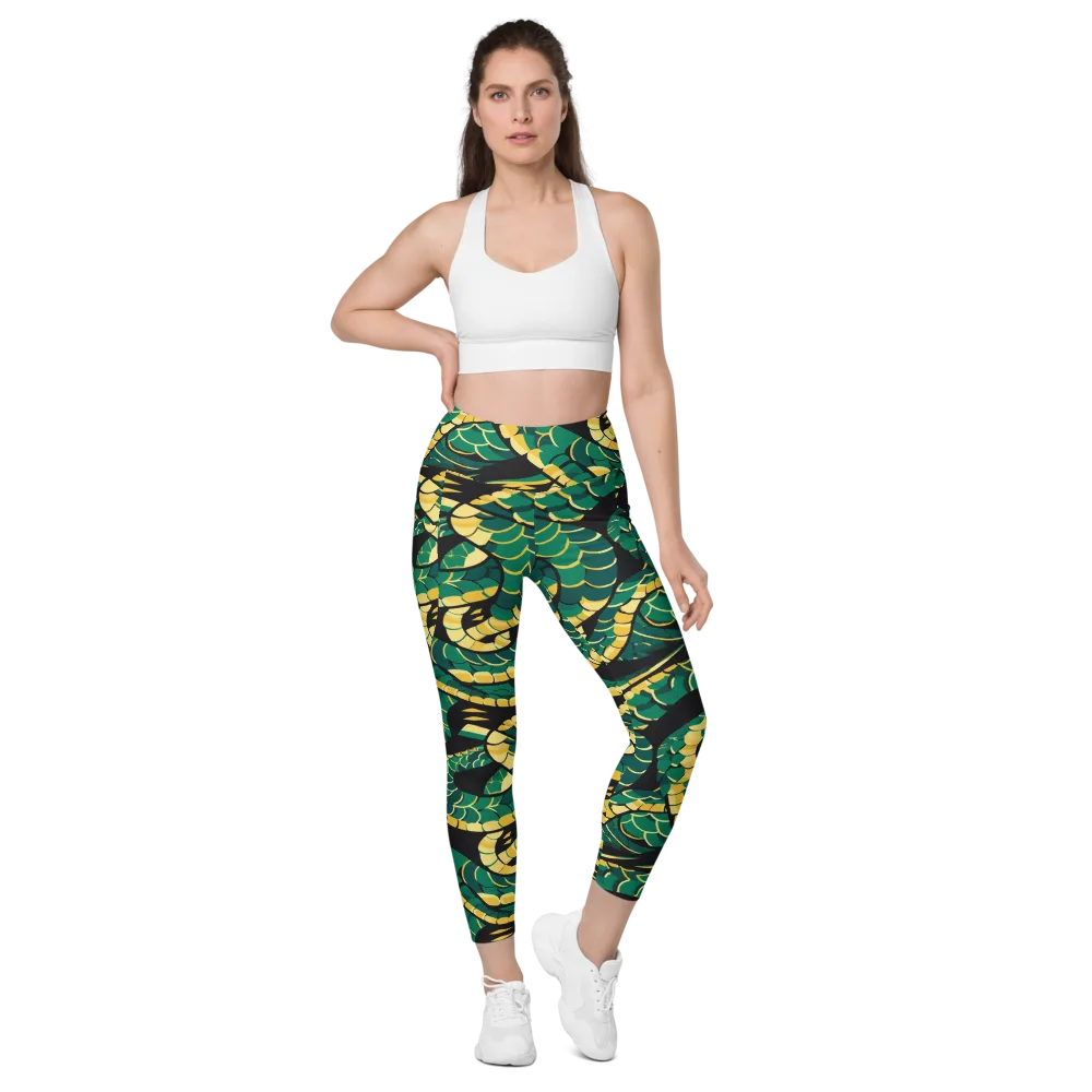 Jungle Ouroboros on Leggings with Pockets — Front