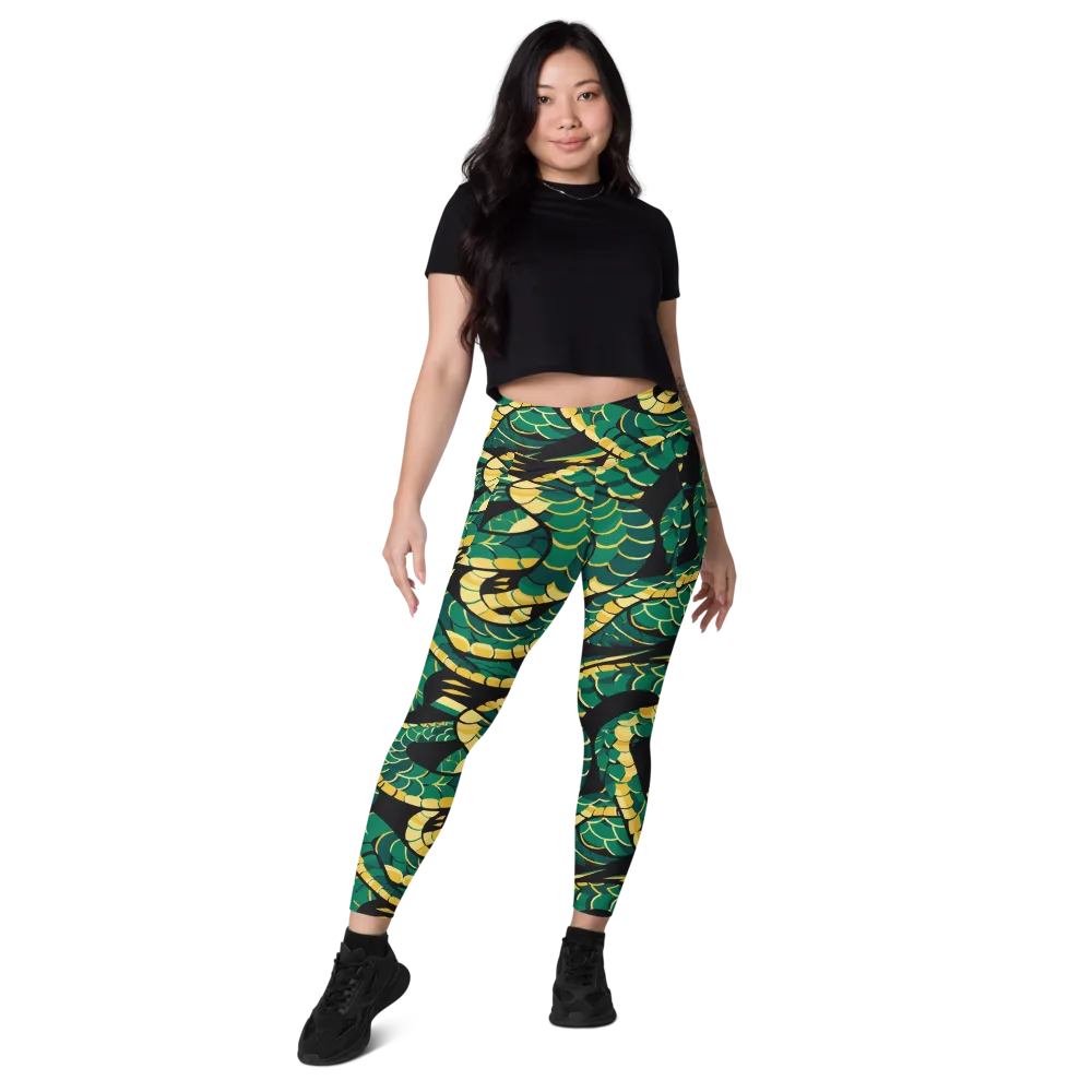 Jungle Ouroboros on Leggings with Pockets — Front
