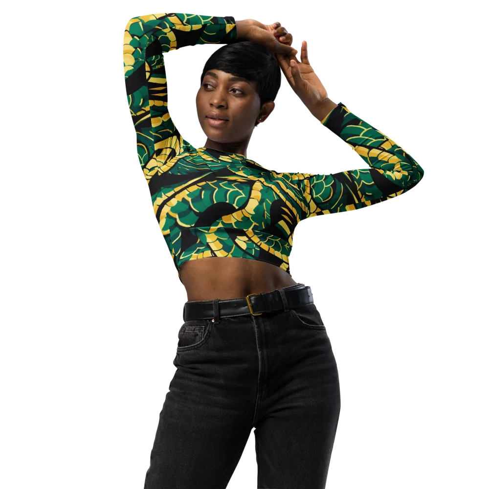 Jungle Ouroboros on Long Sleeve Crop Top — Front