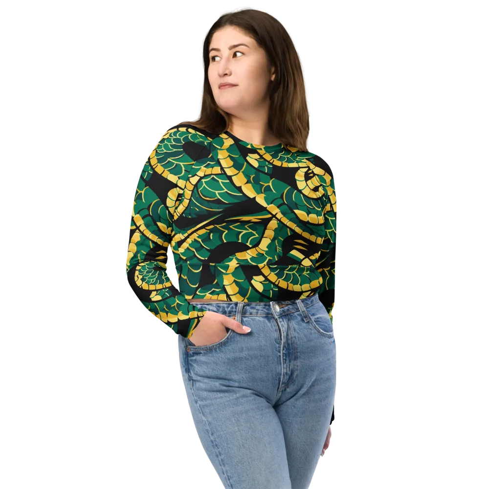 Jungle Ouroboros on Long Sleeve Crop Top — Front