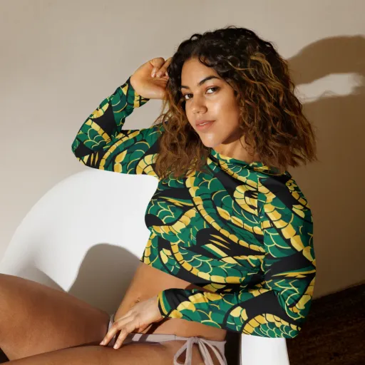 Jungle Ouroboros on a Long Sleeve Crop Top