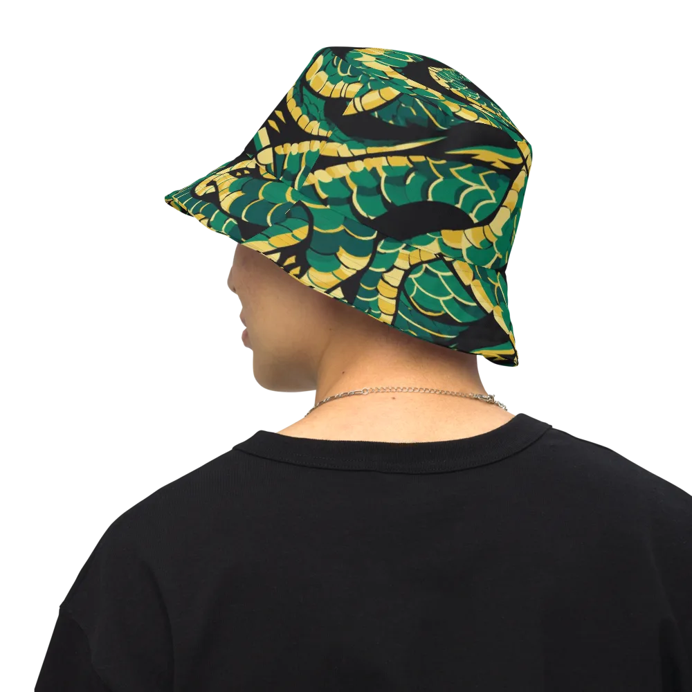 Jungle Ouroboros on Reversible Bucket Hat — Back Inside