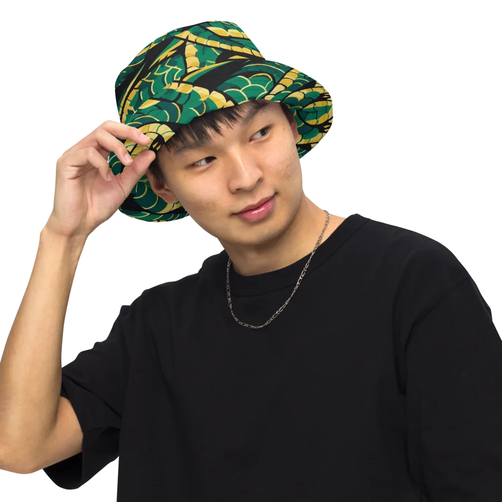 Jungle Ouroboros on Reversible Bucket Hat — Front Inside