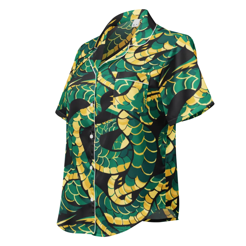 Jungle Ouroboros on Women's Short Sleeve Pajama Top — Left Front