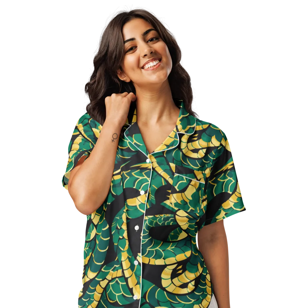 Jungle Ouroboros on Women's Short Sleeve Pajama Top — Front