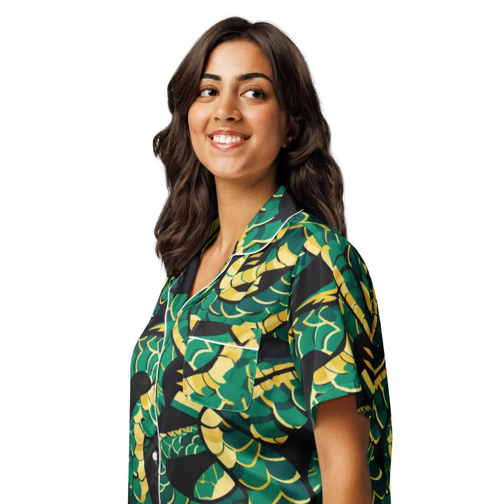 Jungle Ouroboros on Women's Short Sleeve Pajama Top — Left Front
