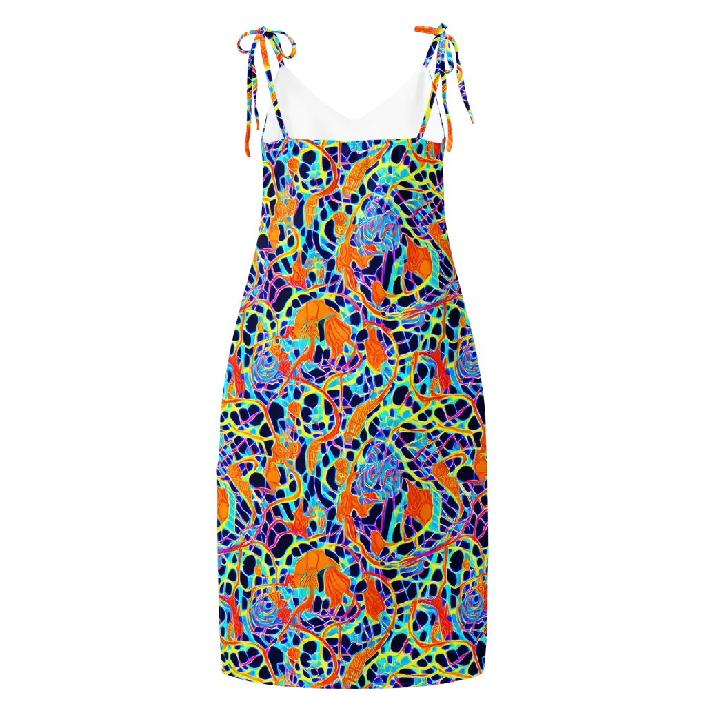 Neon Coral Circuit on Slip Dress — Back