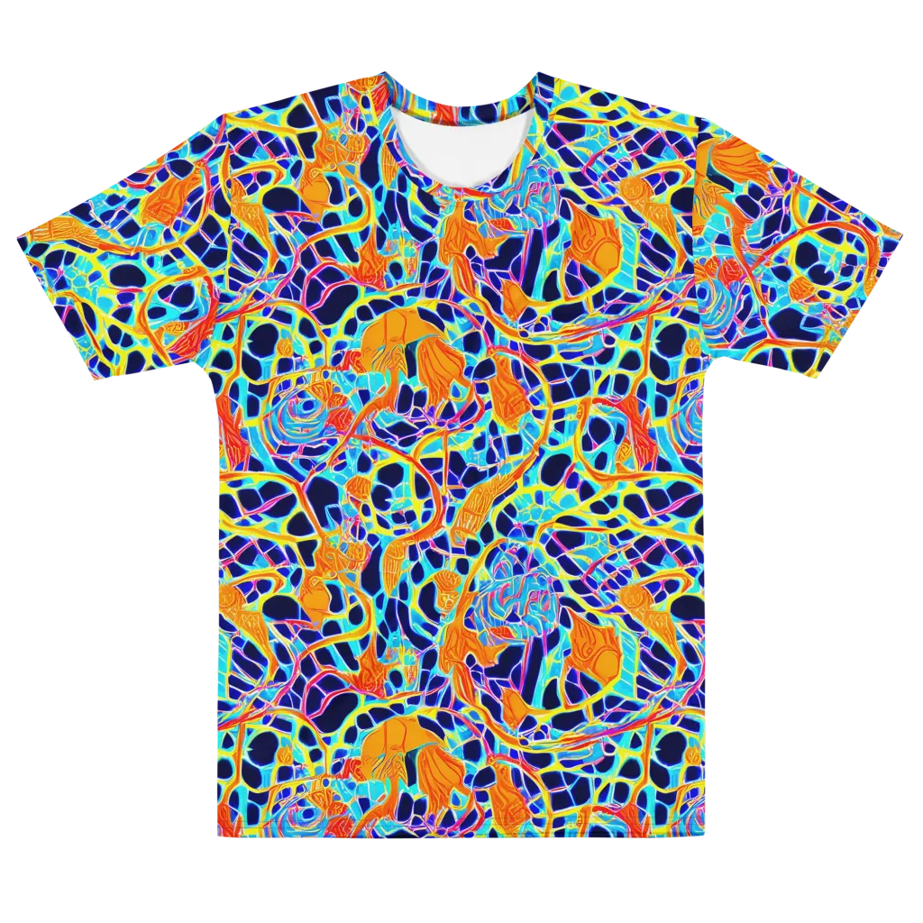 Neon Coral Circuit on Men's Cotton Crew Neck T-Shirt — Front