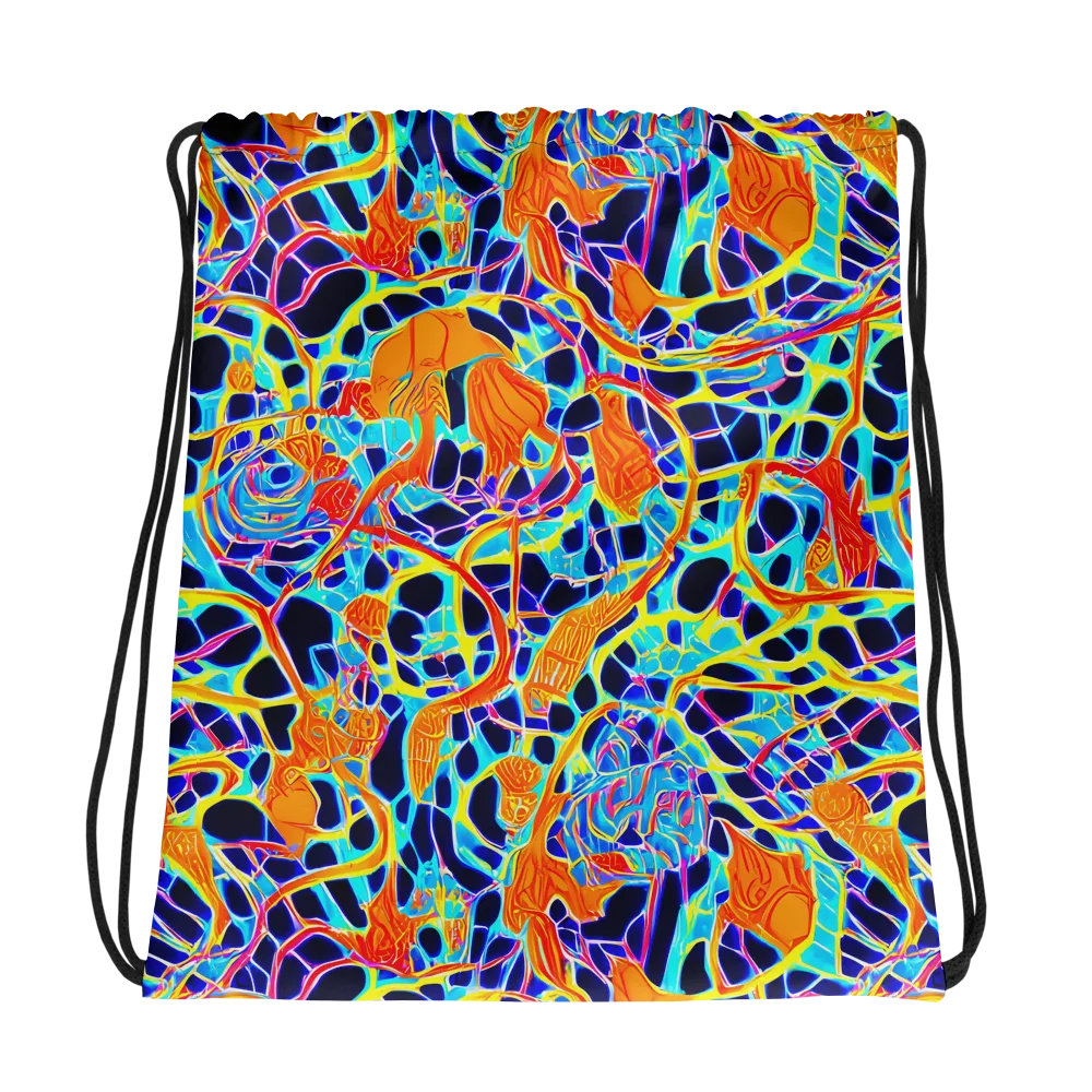 Neon Coral Circuit on Drawstring Bag — Photo