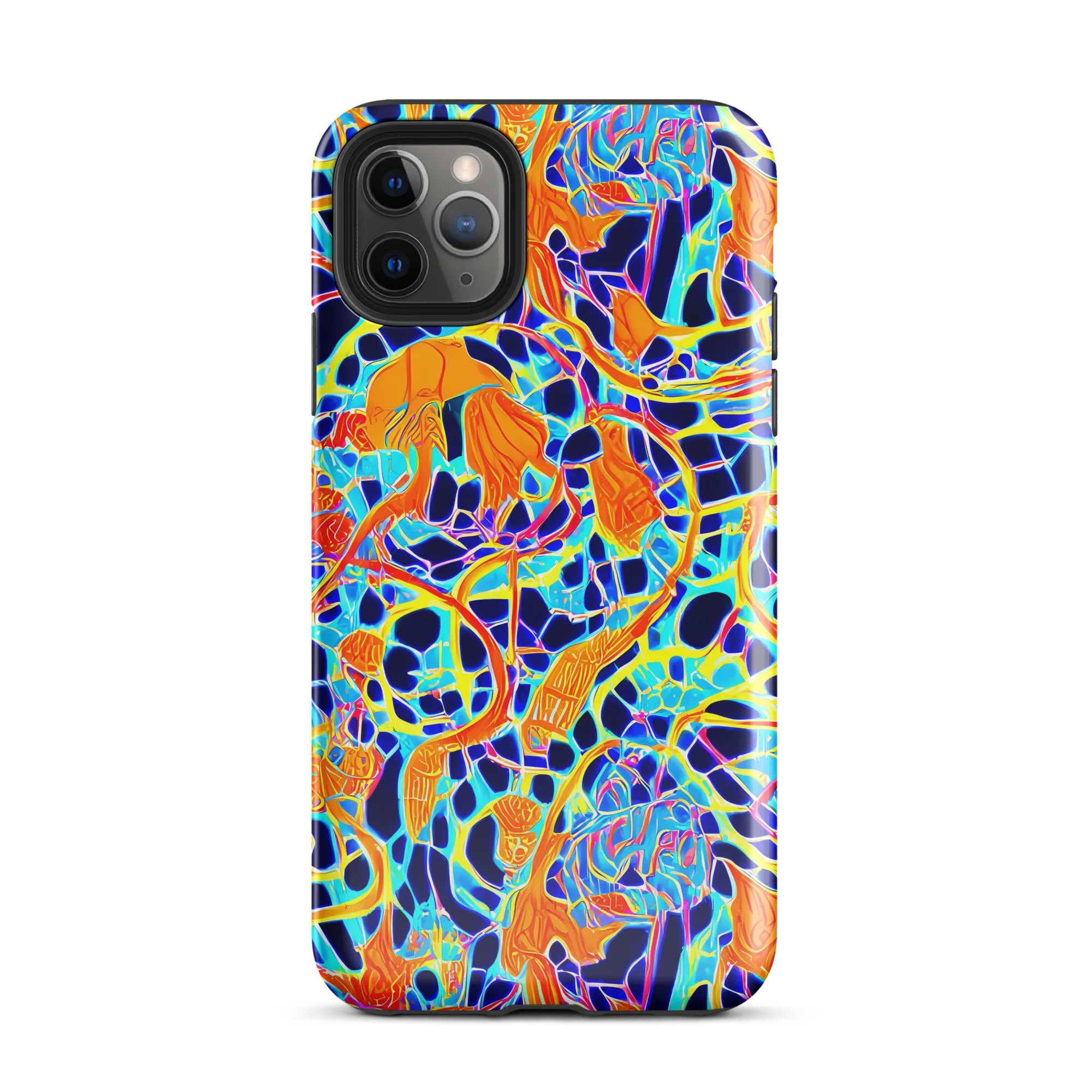 Neon Coral Circuit on Tough Case for iPhone® — Front