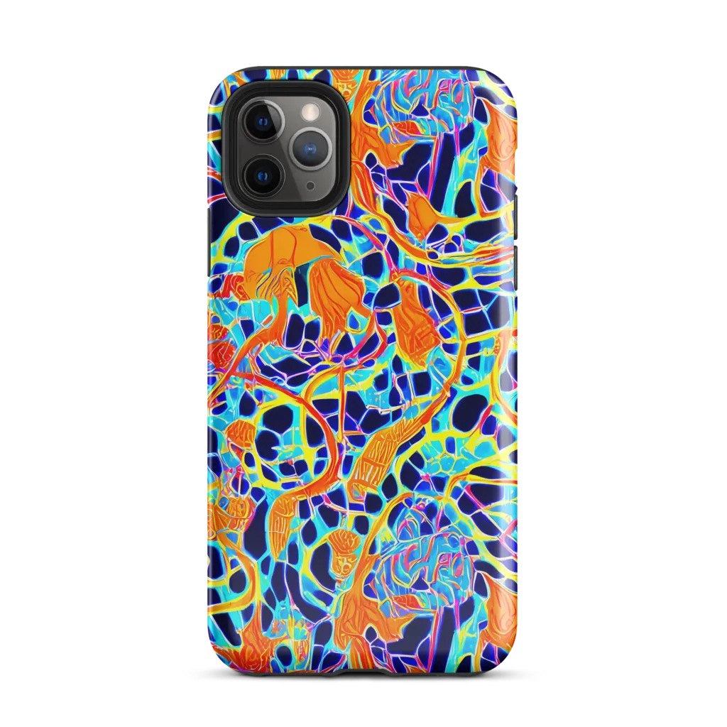 Neon Coral Circuit on Tough Case for iPhone® — Front