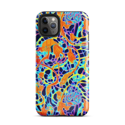 Neon Coral Circuit on a Tough Case for iPhone®