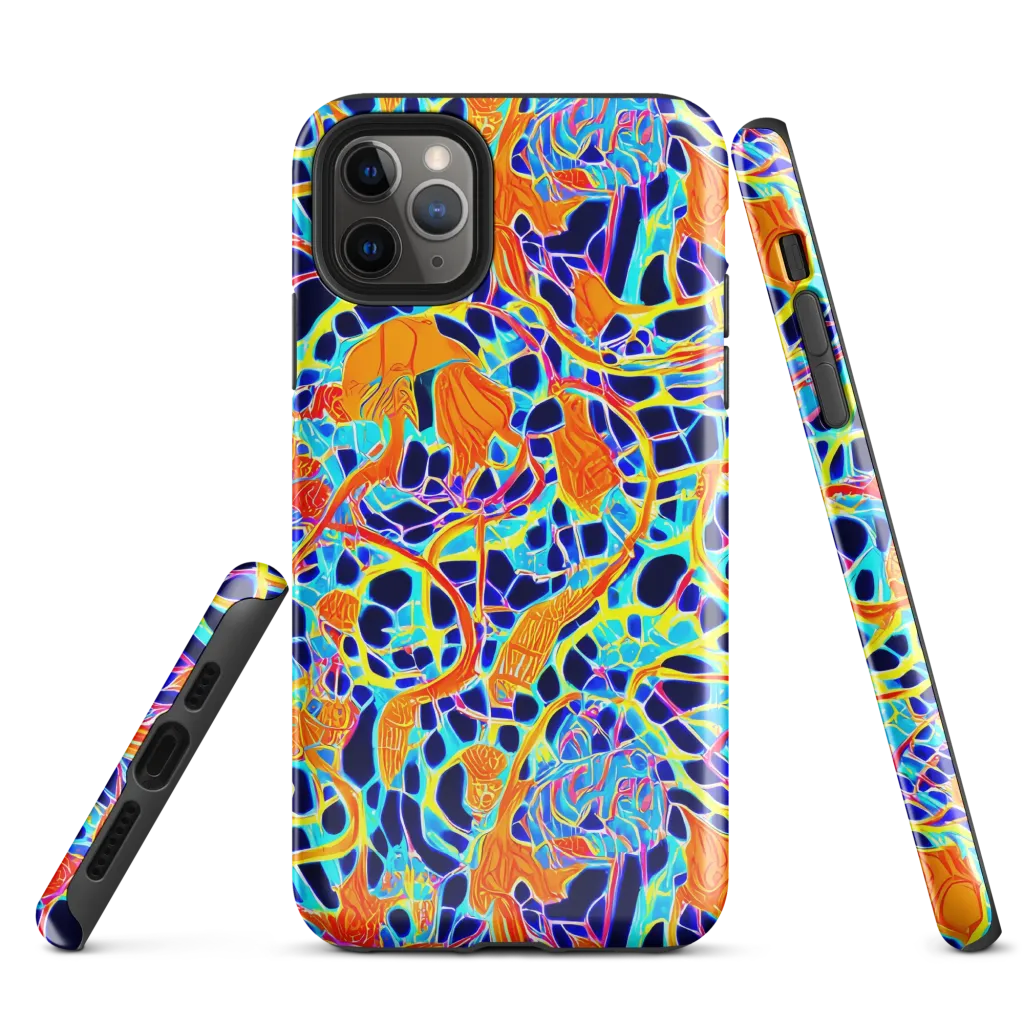 Neon Coral Circuit on Tough Case for iPhone® — Front