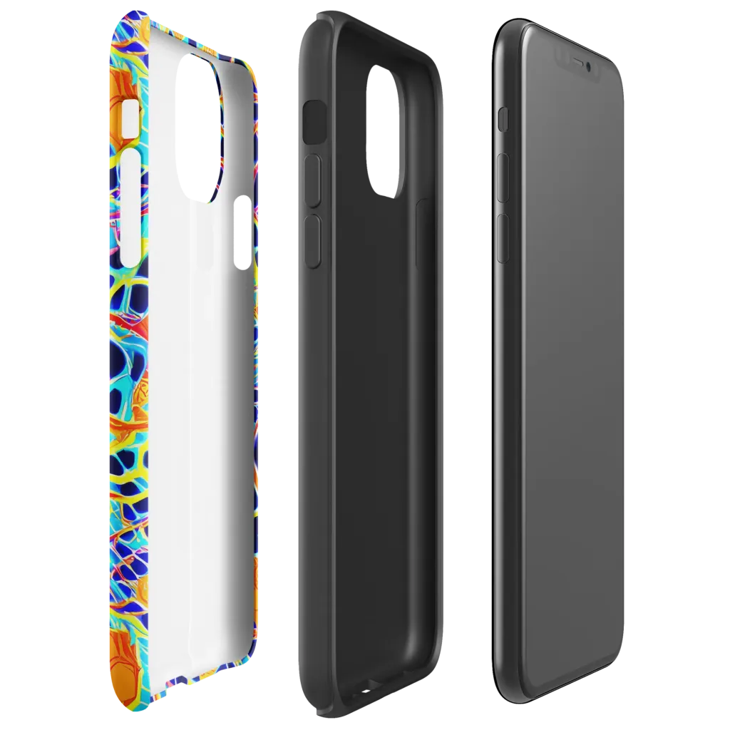 Neon Coral Circuit on Tough Case for iPhone® — Right